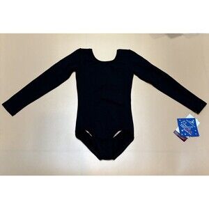 Motionwear Dance, Gymnastics, Ballet Small 4-6 Long Sleeve leotard Black  NEW